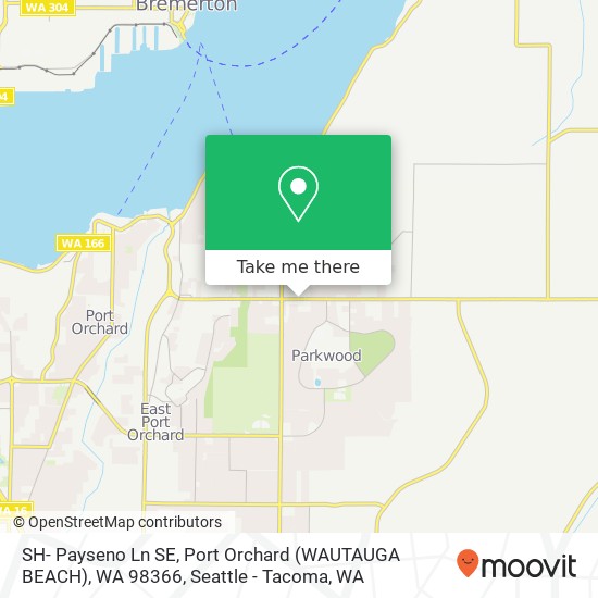 Mapa de SH- Payseno Ln SE, Port Orchard (WAUTAUGA BEACH), WA 98366