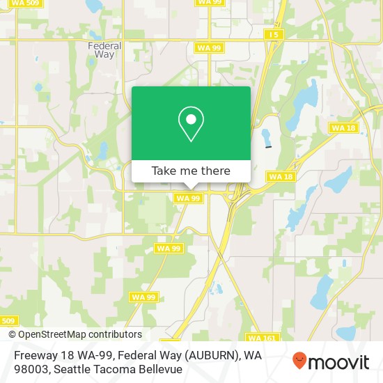 Mapa de Freeway 18 WA-99, Federal Way (AUBURN), WA 98003