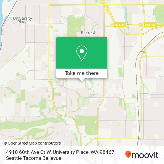 Mapa de 4910 60th Ave Ct W, University Place, WA 98467