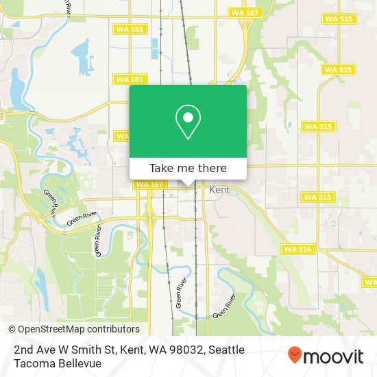 Mapa de 2nd Ave W Smith St, Kent, WA 98032