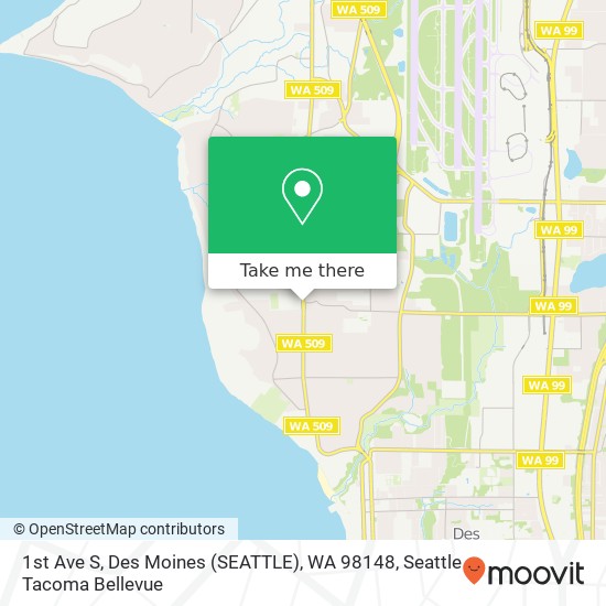 1st Ave S, Des Moines (SEATTLE), WA 98148 map