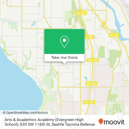Mapa de Arts & Academics Academy (Evergreen High School), 830 SW 116th St
