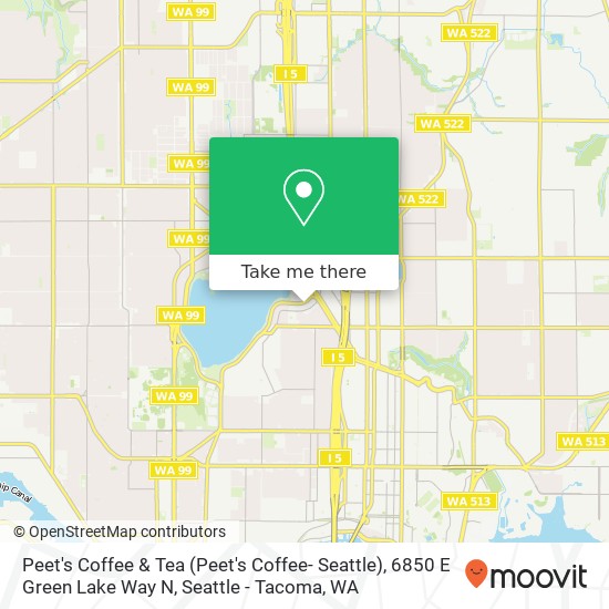 Mapa de Peet's Coffee & Tea (Peet's Coffee- Seattle), 6850 E Green Lake Way N
