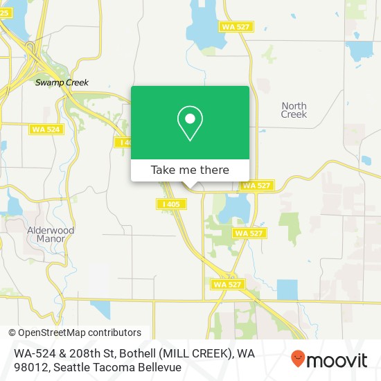 WA-524 & 208th St, Bothell (MILL CREEK), WA 98012 map