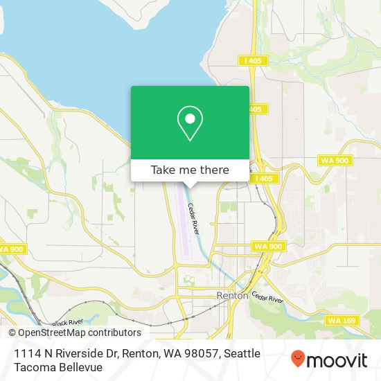 Mapa de 1114 N Riverside Dr, Renton, WA 98057