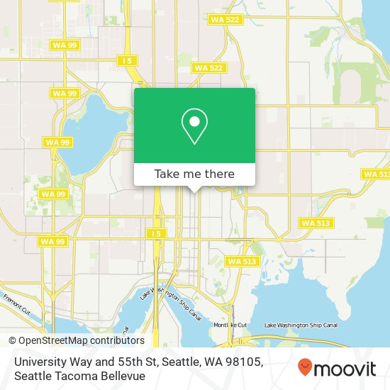 University Way and 55th St, Seattle, WA 98105 map
