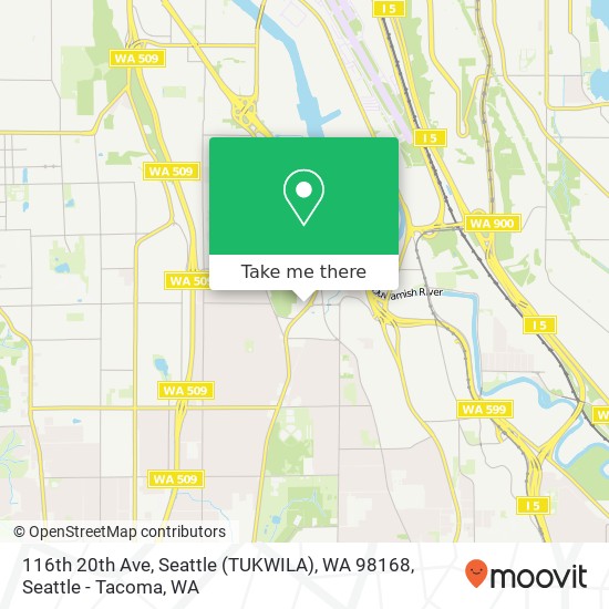 Mapa de 116th 20th Ave, Seattle (TUKWILA), WA 98168