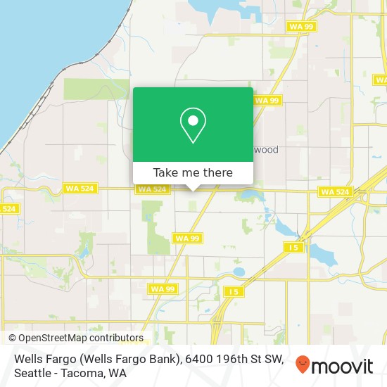 Mapa de Wells Fargo (Wells Fargo Bank), 6400 196th St SW