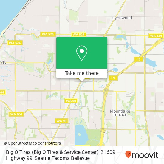 Mapa de Big O Tires (Big O Tires & Service Center), 21609 Highway 99