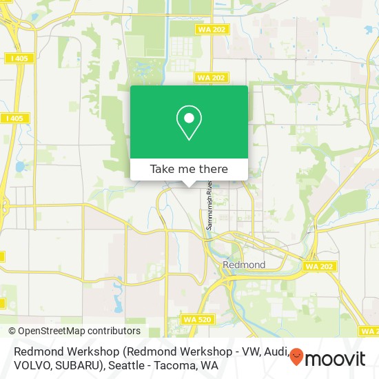 Mapa de Redmond Werkshop (Redmond Werkshop - VW, Audi, VOLVO, SUBARU)