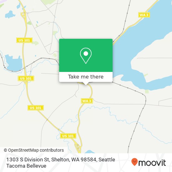 Mapa de 1303 S Division St, Shelton, WA 98584