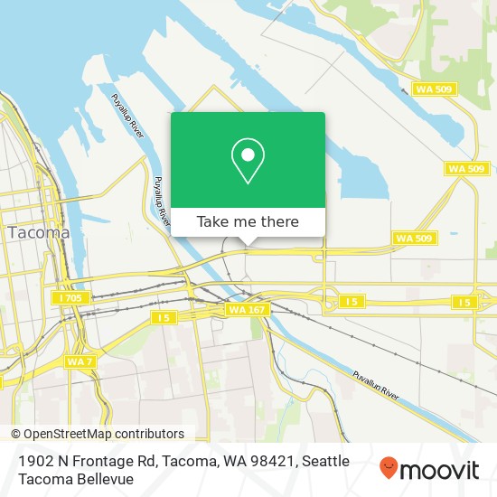 Mapa de 1902 N Frontage Rd, Tacoma, WA 98421