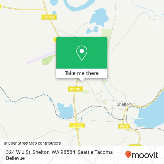 Mapa de 324 W J St, Shelton, WA 98584