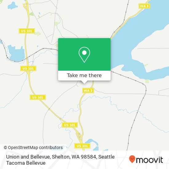 Mapa de Union and Bellevue, Shelton, WA 98584