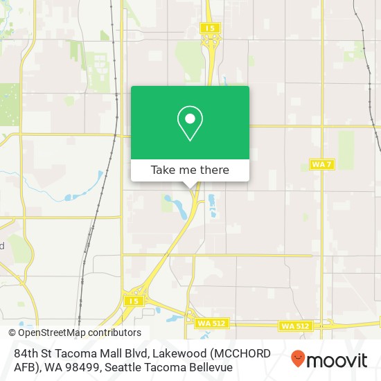 Mapa de 84th St Tacoma Mall Blvd, Lakewood (MCCHORD AFB), WA 98499