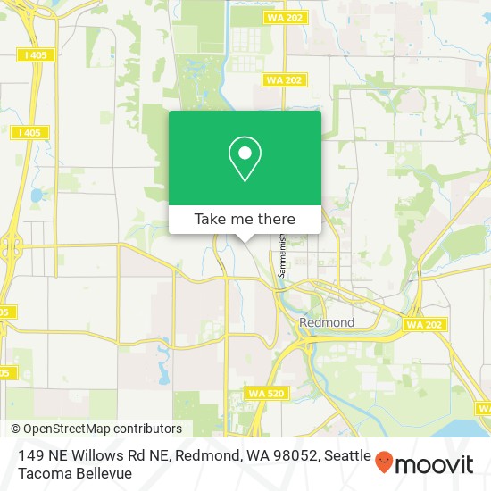 Mapa de 149 NE Willows Rd NE, Redmond, WA 98052