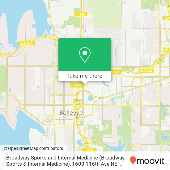 Mapa de Broadway Sports and Internal Medicine (Broadway Sports & Internal Medicine), 1600 116th Ave NE