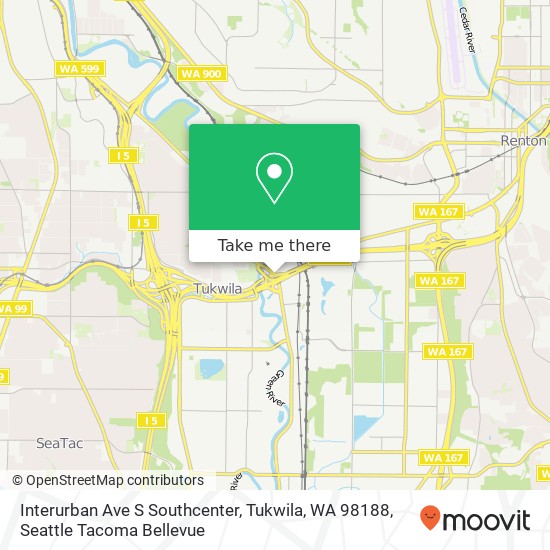 Mapa de Interurban Ave S Southcenter, Tukwila, WA 98188