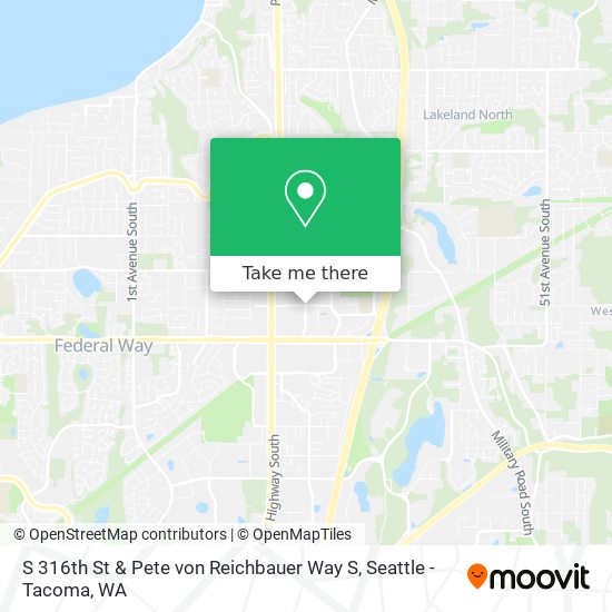 S 316th St & Pete von Reichbauer Way S map