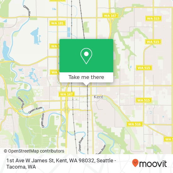 Mapa de 1st Ave W James St, Kent, WA 98032