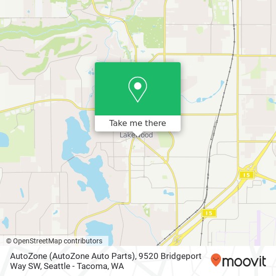 Mapa de AutoZone (AutoZone Auto Parts), 9520 Bridgeport Way SW