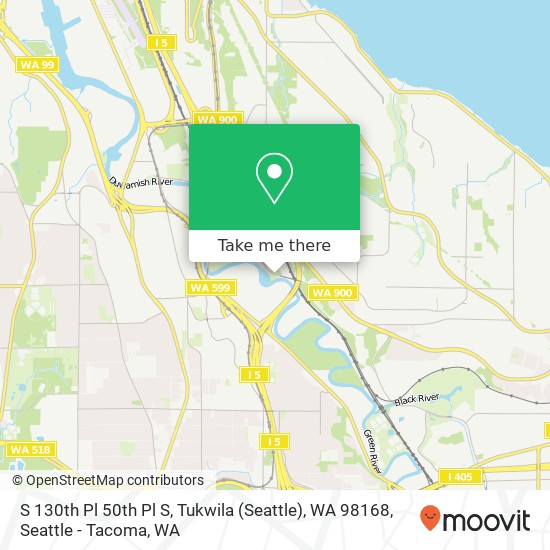 Mapa de S 130th Pl 50th Pl S, Tukwila (Seattle), WA 98168