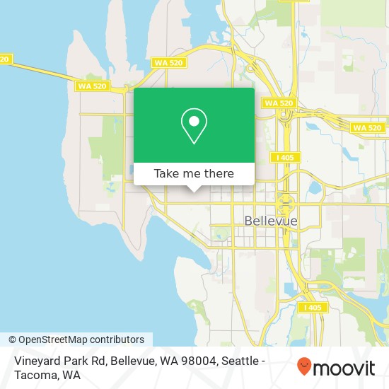 Mapa de Vineyard Park Rd, Bellevue, WA 98004