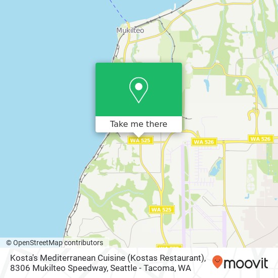 Mapa de Kosta's Mediterranean Cuisine (Kostas Restaurant), 8306 Mukilteo Speedway