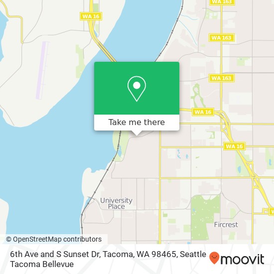 Mapa de 6th Ave and S Sunset Dr, Tacoma, WA 98465