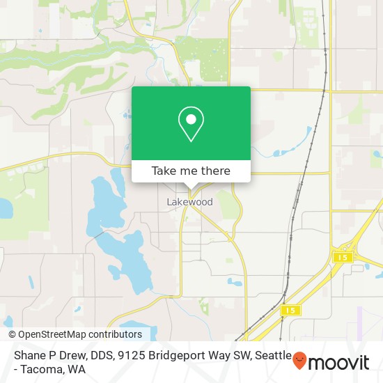 Shane P Drew, DDS, 9125 Bridgeport Way SW map