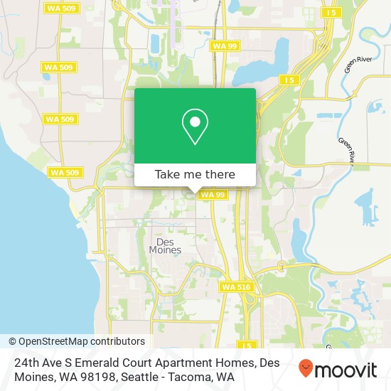 Mapa de 24th Ave S Emerald Court Apartment Homes, Des Moines, WA 98198