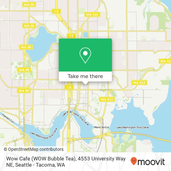 Mapa de Wow Cafe (WOW Bubble Tea), 4553 University Way NE