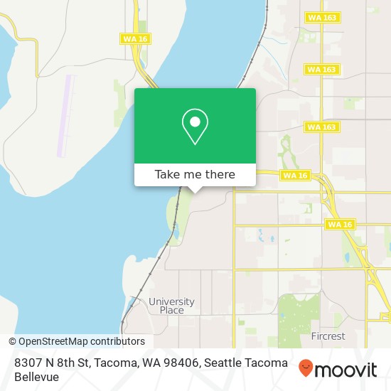 Mapa de 8307 N 8th St, Tacoma, WA 98406