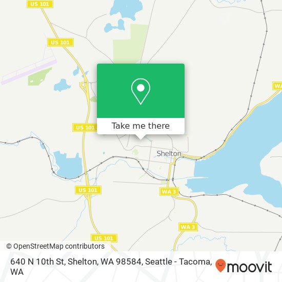 Mapa de 640 N 10th St, Shelton, WA 98584