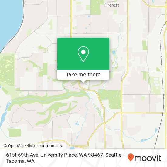 Mapa de 61st 69th Ave, University Place, WA 98467