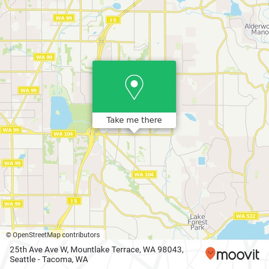 25th Ave Ave W, Mountlake Terrace, WA 98043 map