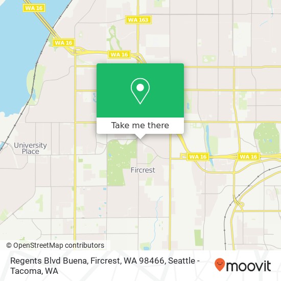 Mapa de Regents Blvd Buena, Fircrest, WA 98466