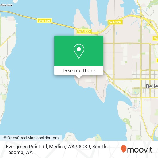 Mapa de Evergreen Point Rd, Medina, WA 98039