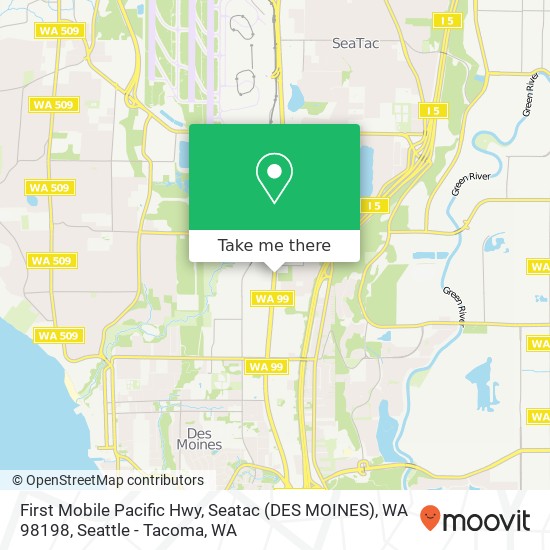 Mapa de First Mobile Pacific Hwy, Seatac (DES MOINES), WA 98198