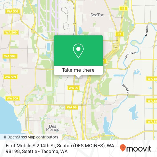 Mapa de First Mobile S 204th St, Seatac (DES MOINES), WA 98198