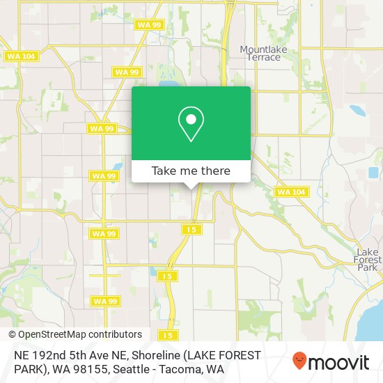 NE 192nd 5th Ave NE, Shoreline (LAKE FOREST PARK), WA 98155 map