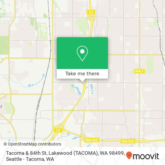 Tacoma & 84th St, Lakewood (TACOMA), WA 98499 map