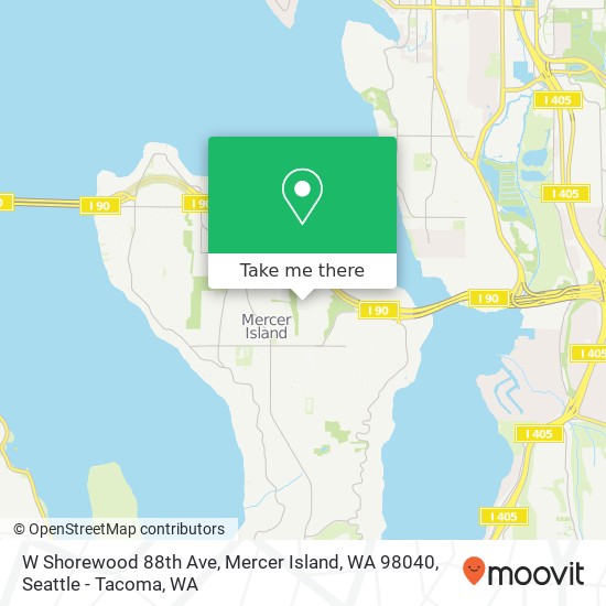 Mapa de W Shorewood 88th Ave, Mercer Island, WA 98040