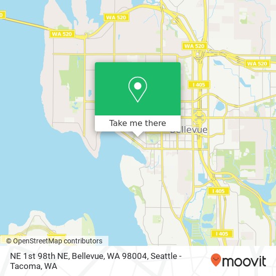 Mapa de NE 1st 98th NE, Bellevue, WA 98004