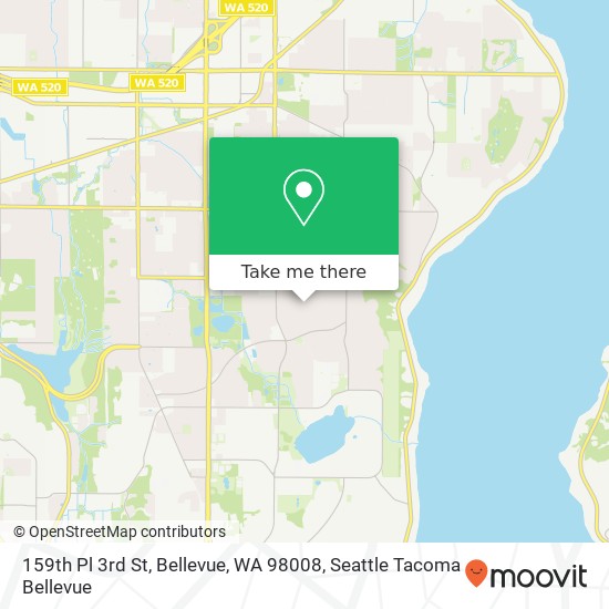 Mapa de 159th Pl 3rd St, Bellevue, WA 98008