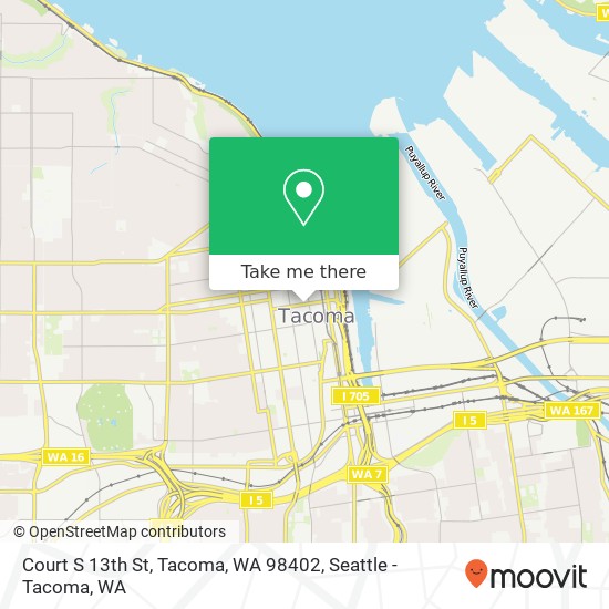 Court S 13th St, Tacoma, WA 98402 map