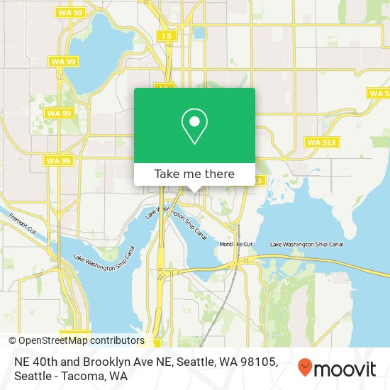 NE 40th and Brooklyn Ave NE, Seattle, WA 98105 map