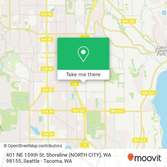 401 NE 159th St, Shoreline (NORTH CITY), WA 98155 map