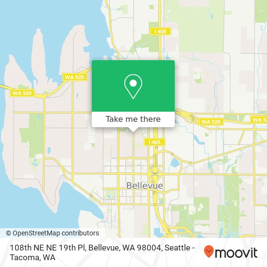 Mapa de 108th NE NE 19th Pl, Bellevue, WA 98004