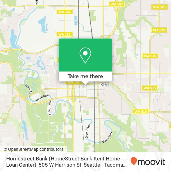 Mapa de Homestreet Bank (HomeStreet Bank Kent Home Loan Center), 505 W Harrison St